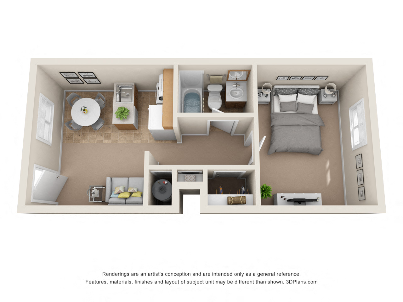 Floor plan for studio, 1 bath, 450 sqft